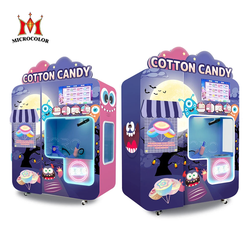 Fairy Floss Vending Machine EXW Price  Led Logo Full Automatic Cotton Candy Machine for Commercial Business