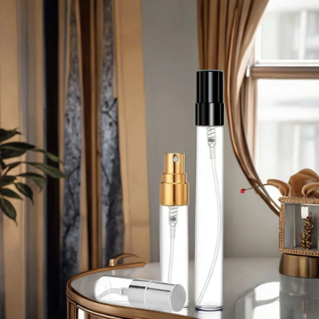 Fuyun Refillable Perfume Glass Bottles Screw Cap Lid 2ml 3ml 5ml 10ml Capacity Gold Silver Black for Spray Perfume Mascara Wigs