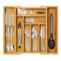 Bamboo Silverware Organizer Expandable Cutlery Tray Utensil Drawer Organizer in Kitchen Multipurpose Use