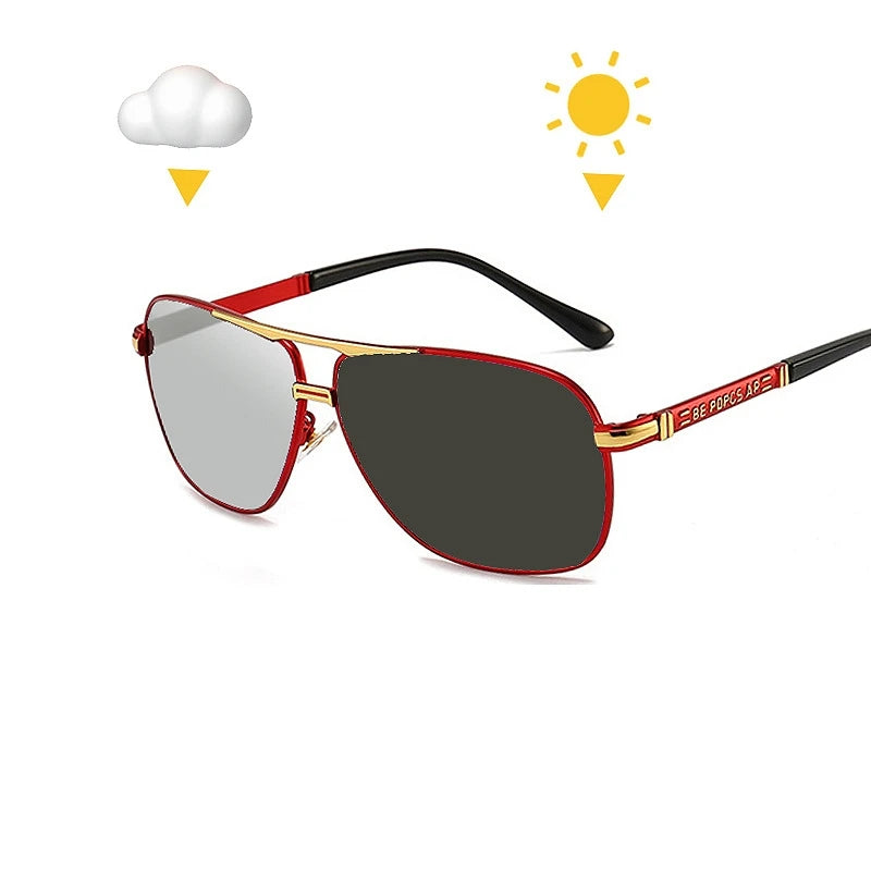Retro Fashion Polarized Sunglasses Metal Frame pilot Driving Cycling UV400 Photochromic Diamond Face Shape for Men Women