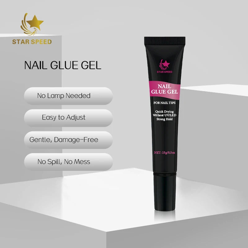 False Nail Tips Adhesive Gel Professional Nail Glue Gel 15g Gel Type Nail Glue for Press on Nails and Nail Tips
