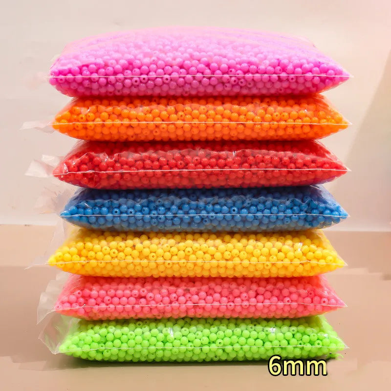 2025 Crystal Wholesale  6/8mm 500g Opaque Acrylic  Round Beads Plastic Beads for Jewelry Making