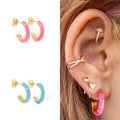 925 Sterling Silver C-Color Enamel Earrings Rhodium & Gold Plated for Gift or Party