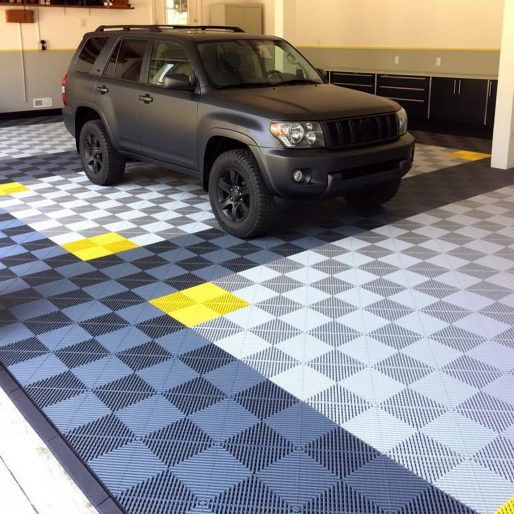 Smooth Garage Floor Tiles-Automotive Workshop Detailing Mat | Oil-Proof Heavy-Duty Surface Covering for Car Repair Shops