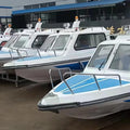 60HP High Speed Half Cabin Fiberglass Taxi Kit Boat with Passenger and Cargo Capacity for Lake and River Water Play Equipment