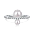 Minimalist Simple Design Shell Pearl 5a Cubic Zirconia Cz Women Fashion Shiny Jewelry Wedding 925 Sterling Silver Ring