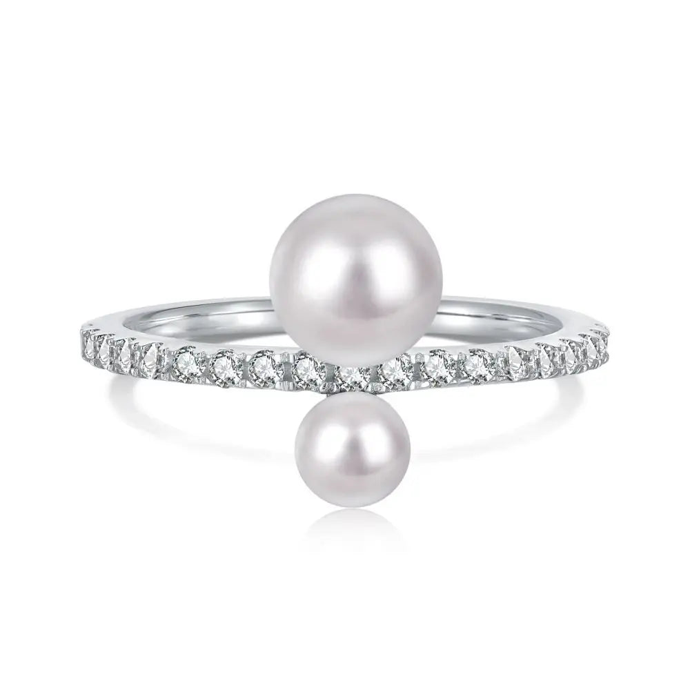 Minimalist Simple Design Shell Pearl 5a Cubic Zirconia Cz Women Fashion Shiny Jewelry Wedding 925 Sterling Silver Ring