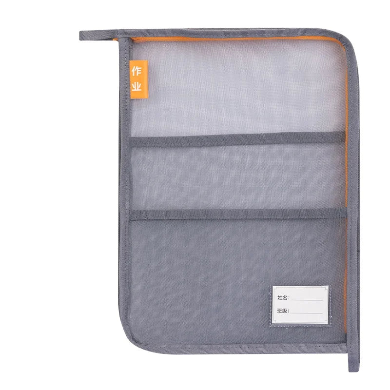 Deli BA149 Orange Subject Classification Bag Student Homework File Bag test Paper Storage Mesh Zip Bag 240pcs Per Carton Set