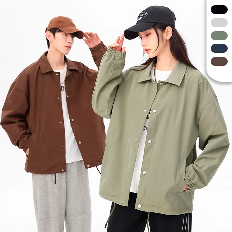 Drop Shipping Custom Brand Unisex Plus Size Low MOQ Windbreaker Spring Jacket Loose Design Plain Coach Jackets