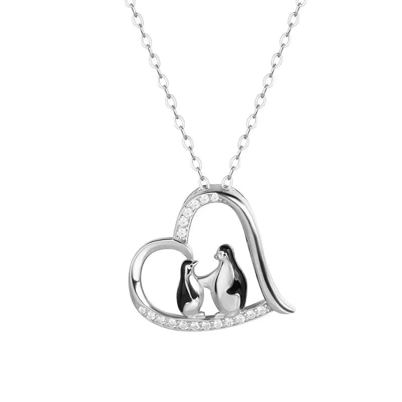 925 Sterling Silver Little Penguin and Mother Gift for Family Jewelry