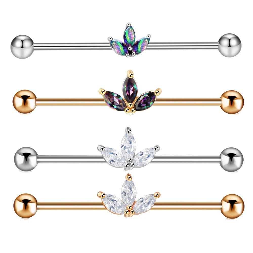 14G 316L Stainless Steel Industrial Barbell Earrings for Women Men Cartilage Helix Piercing