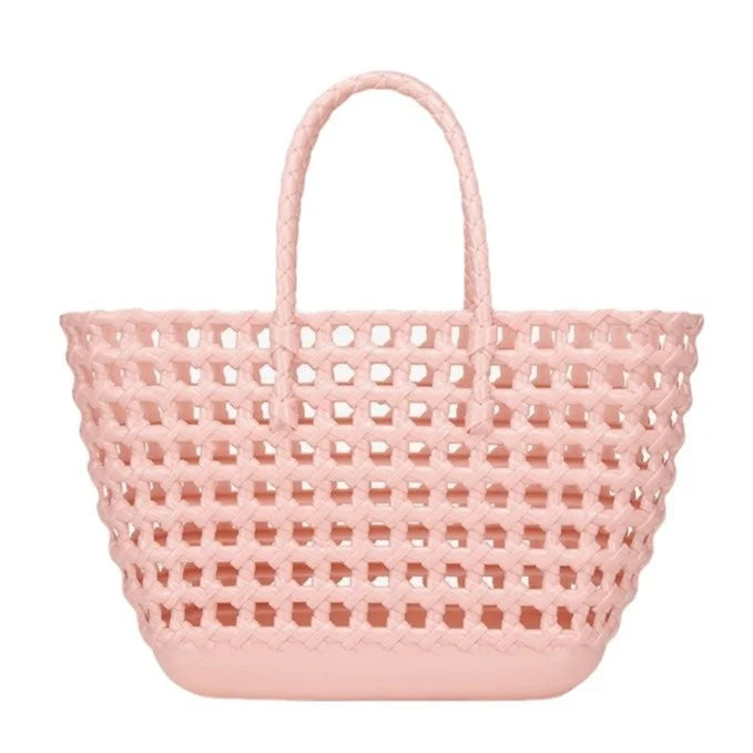 PVC Fashionable Woven Vegetable Basket Handbag for Women - Summer Edition Easy-to-Wash & Dirt-Resistant