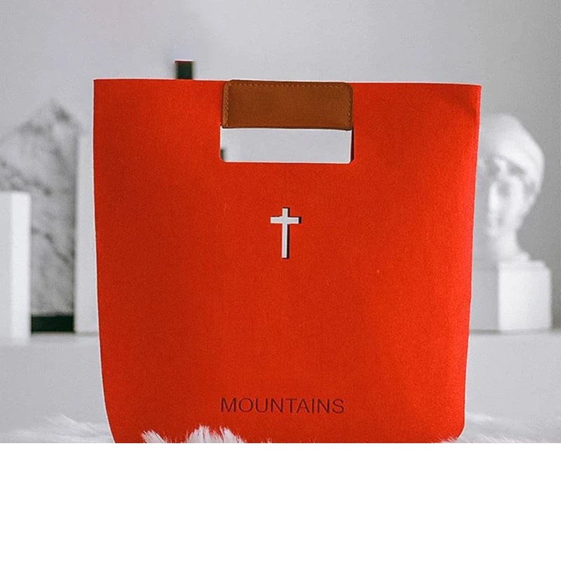 Fashion Mix Color Book Journal Diary Felt Storage Bag Customized Canvas Bible Cover With Printing