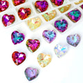 12pcs Bag Single Hole 14mm Aurora Illusion Heart Crystal Pendant Electroplating DIY Accessories Jewelry Findings & Components