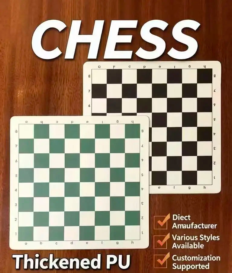 Factory New Design Portable Chess Thickened PU Leather Cloth Chessboard 51CM Green/Black for Chess Game Competition