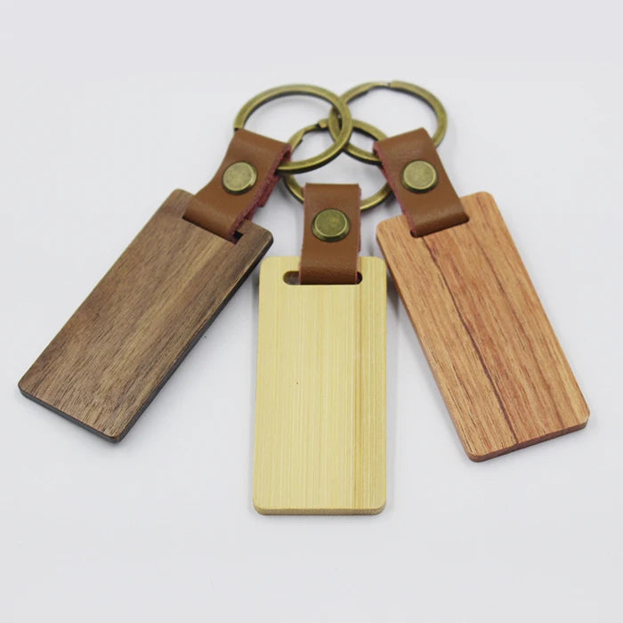 New Custom Wholesale Retractable Leather and Wooden Guitar Key Chain for Engraved Sublimation Blank Metal Wood Keychain