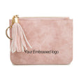 Custom Tassel Keychain Colorful PU Leather Full Grain Thin Leather Wallet for Women
