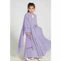 Children 3 Layer Chiffon Abaya With Belt Long Bell Sleeves Maxi Dress Wholesale Women Muslim Dress Dubai Islamic Clothing MegaBDM