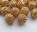 Filigree Spacer in Rose Gold Color 17mm Round Rhinestone Brass Plated Bead