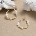 RINNTIN GPE71 2023 Jewelry Boucles D'oreilles 14k Gold Plated 925 Sterling Silver C-shaped Hoop Fresh Water Pearl Earrings