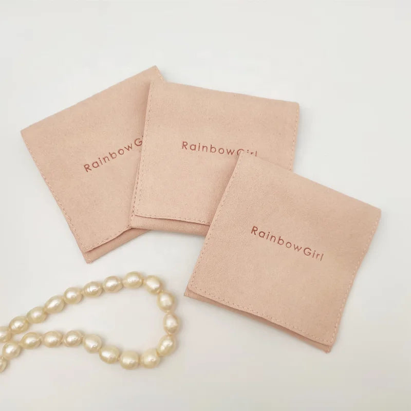 Custom Envelope Jewelry Pouch Packaging Microfiber Bag with Logo Embossed for Shopping