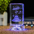 Custom Designed Modern Birthday Souvenir Rotating Light Base LED K9 Crystal Cube 3D Laser Engraved Clear Polished Business Gift