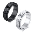 Men's Stainless Steel Rotating Ring With Hammer Pattern Silver Stainless Steel for Anniversary Personalized Personality Jewelry