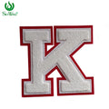 Personalized Large Embroidered Letter K Special White Rubber Chenille Fabric 9.8inch Sew Fashion Garment Embroidery Patches