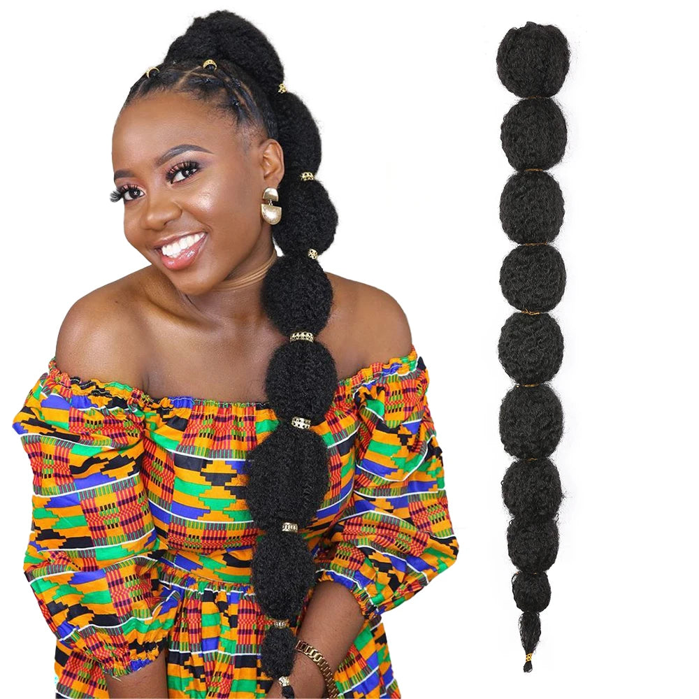 Hot Selling 20inch Synthetic Kinky Straight Lantern Drawstring Bubble Marley Braids Ponytail for Black Women
