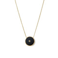 Milskye Vintage Gold Plated Jewelry 925 Silver 18K Black Enamel Round Star Pendant Gold-plated Necklace