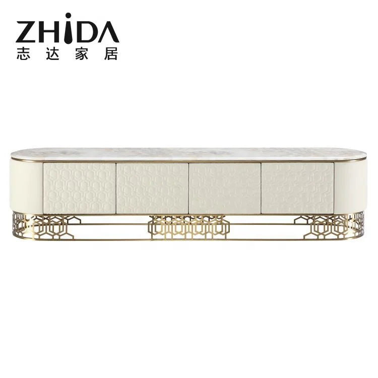OEM Factory Wholesale Custom High End Light Luxury Living Room Furniture White Tv Stand Cabinet for Villa
