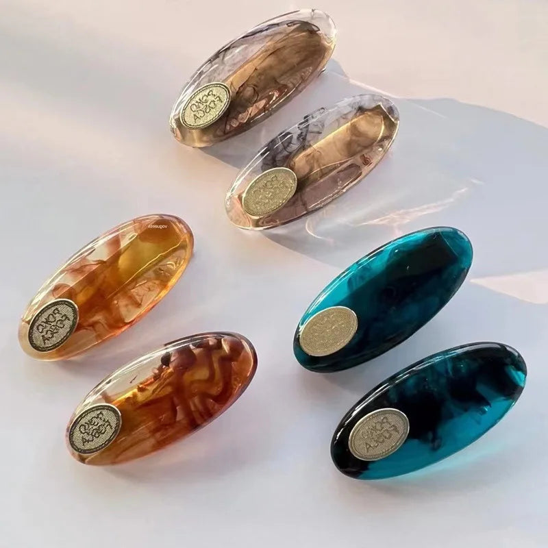 ShangHai Korean Fashion Ladies Resin Hair Clips Hair Accessories Retro Amber Side Duck Bill Acetate Hair Clips for Girls