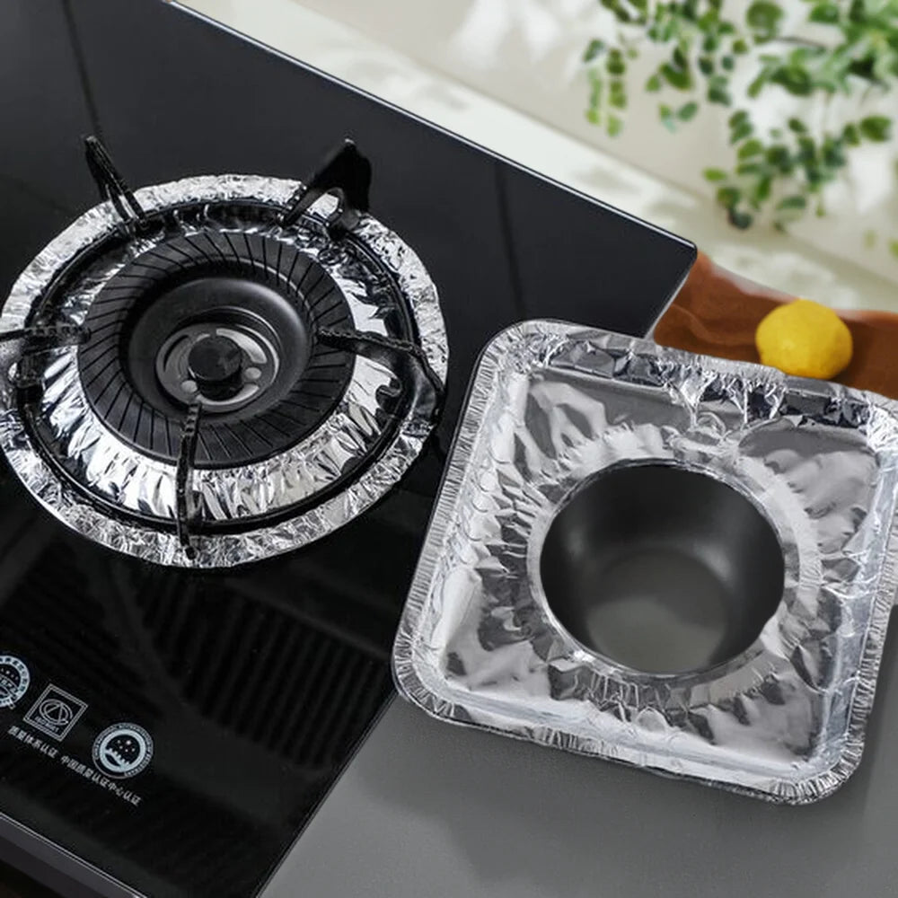 Factory Wholesale Aluminium Stove Protector 21.05x21.5cm 50 75 100 Pack Shrink  Foil Gas Stove Liners for Retail