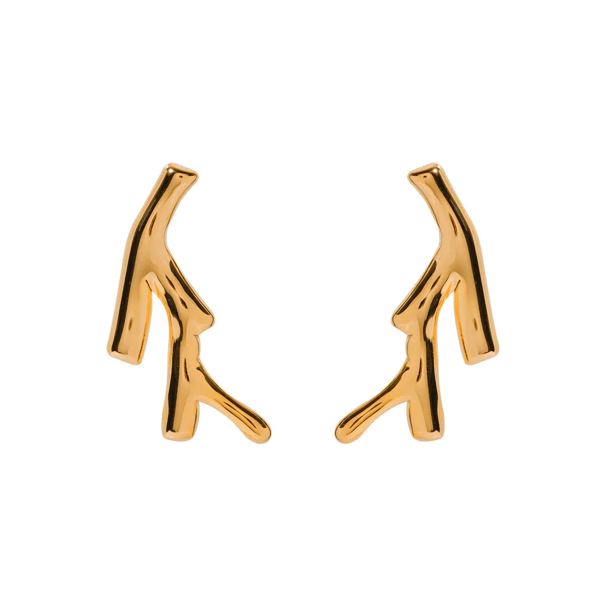 SC Hot Selling Designer Gold Plated Earrings Long Lasting Stainless Steel Earrings Refreshing Coral Shaped Chunky Earrings