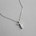VIANRLA 925 Sterling Silver Statement Rhodium Plated Cross Pendant Box Chain Necklace