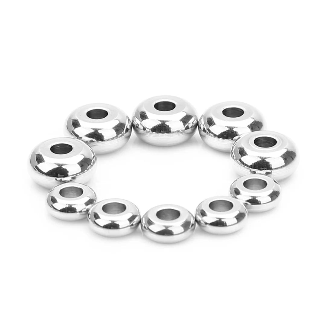 Wholesale Stainless Steel Loose Spacer Beads Big Hole Beads for Bracelet & Necklace Making Jewelry Findings & Components