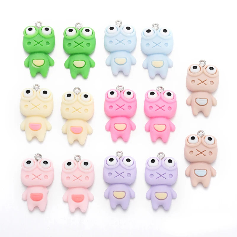 7 Colors Cute Frogs Charms for Earring Necklace Bracelet Key Jewelry Making DIY Decoration Jewelry Accessories 18*32mm W356