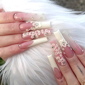 New Arrival Custom Logo Acrylic Fake Nail Artificial Fingernails Private Label False Nails Long French Style Fake Nails