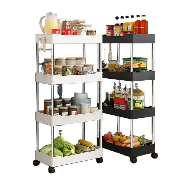 Bathroom Tiered Kitchen Trolley Storage Organizer Rack Shelf Floor Standing 4 Tiers Storage Holders & Racks for Kitchen