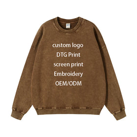 Evertop Custom Logo 420GSM Old Vintage Acid Men's Crewneck Sweatshirt and Sweatpants 100% Cotton Heavyweight 420gsm Terry Sets