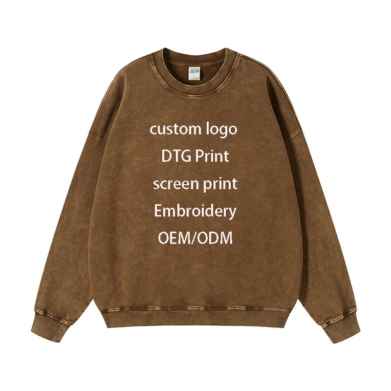 Evertop Custom Logo 420GSM Old Vintage Acid Men's Crewneck Sweatshirt and Sweatpants 100% Cotton Heavyweight 420gsm Terry Sets