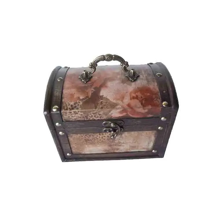 Hot Sale Polished Wooden Treasure Chest Vintage Jewel Case Lovely Small Gift Boxes for Jewelry or Memorabilia Made of Plywood