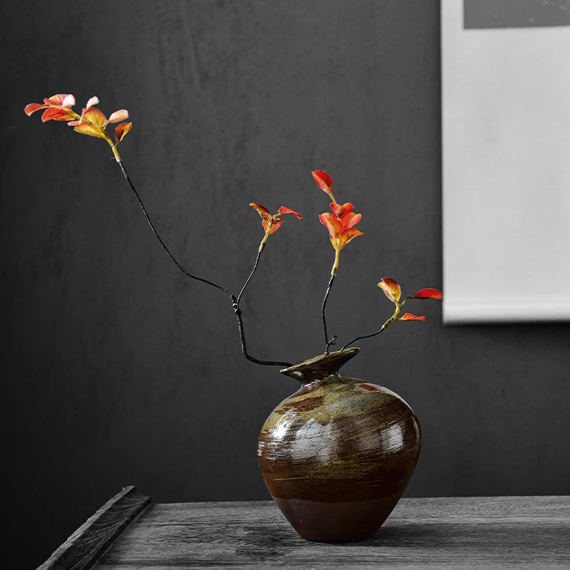 Japanese Antique Zen Flower Vase Mold Ornaments Furnishings Vase With Dried Flowers Living Room
