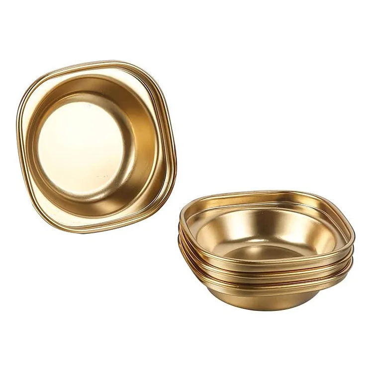 Wholesale Korean Style Dipping Bowls Golden 18/8 Stainless Steel Dipping Sauce Dish for BBQ