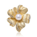 MM0468 Fashion Gold Flower Brooch With Pearl Women Brooch European and American Jewelry Wholesale