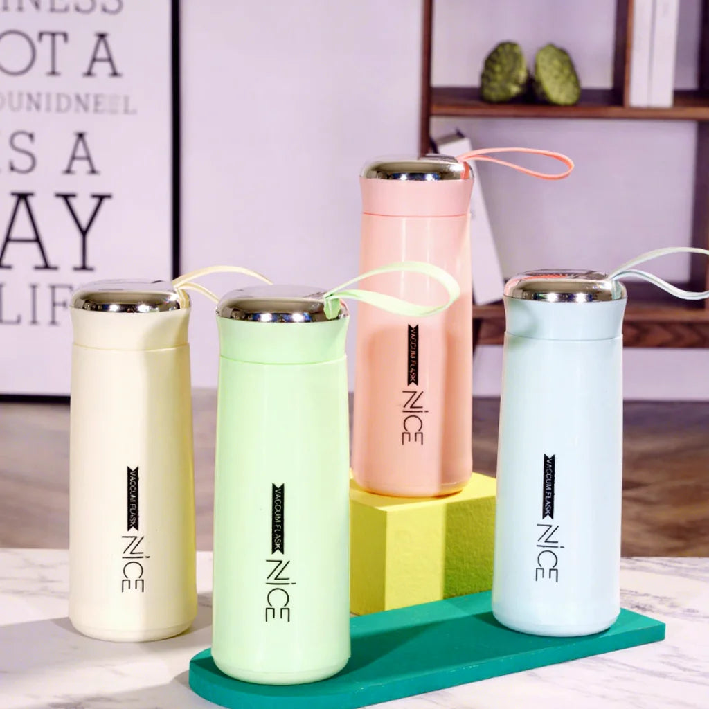 Customize Macaron Nice Advertising Gift Glass Liner Creative Water Thermos Simple Department Store Student Bottle with Handle