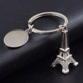 Fashion Oem 3D Key Ring Maker Metal Silver Souvenir Key Chains Key Ring Custom logo French Eiffel Tower Blank Keychain Wholesale