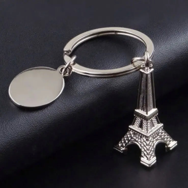 Fashion Oem 3D Key Ring Maker Metal Silver Souvenir Key Chains Key Ring Custom logo French Eiffel Tower Blank Keychain Wholesale