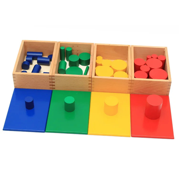 Kids Montessori Teaching AIDS Coloured Wooden Cylindrical Montessori Early Education Intelligence Sensory Toys