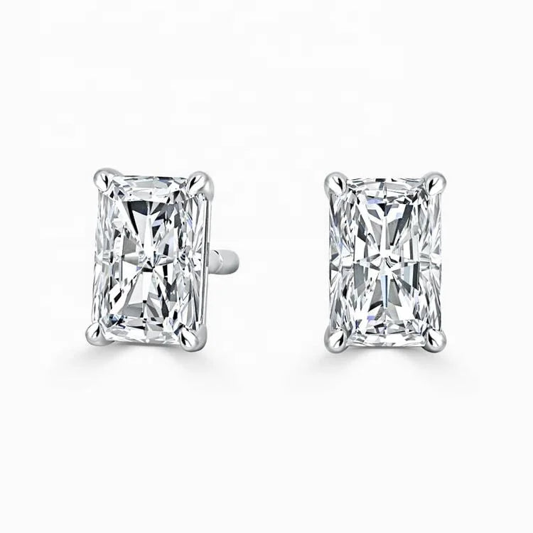 Luxury Designer Solid Gold Fine Jewelry Christmas Gift Radiant Diamonds Earrings for Women